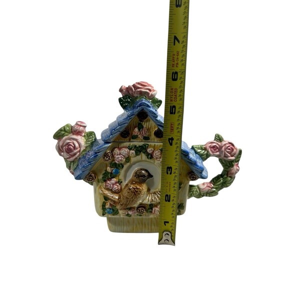 Mini Teapot Floral Bird House Ceramic Unique Spring Summer - Picture 8 of 14